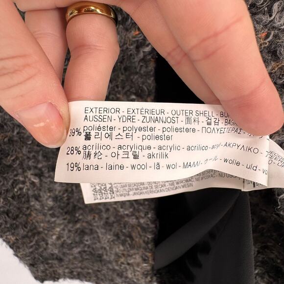 Zara Womens Gray Bouclé Wool Blend Oversized Jacket M Dark Academia Minimalist - Picture 7 of 8